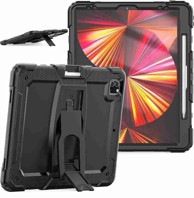 NIKCORP Zaštitna maska za iPad Mini 6 8.3" s postoljem i naramenicom s držačem za olovku i ručkom otporna na udarce, crna